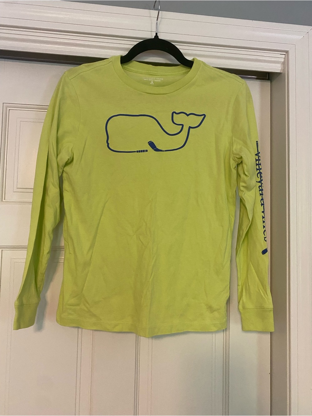 Boys Vineyard Vines Lime Long-Sleeve “Hockey” Whale Tee